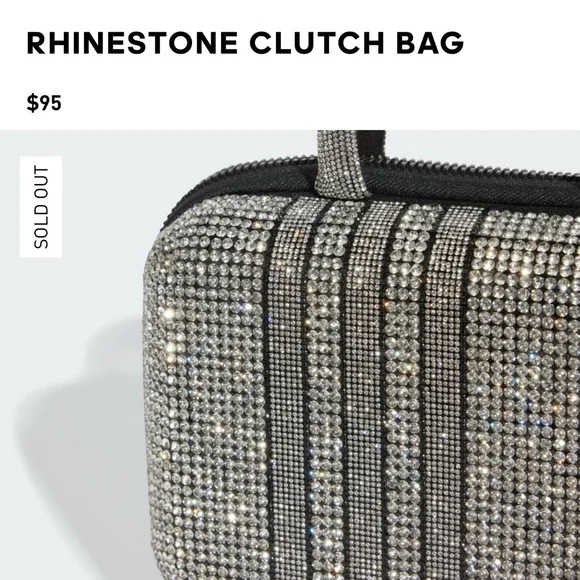 NWT Adidas Sparkling Rhinestone Clutch - Silver and Black - Picture 6 of 7